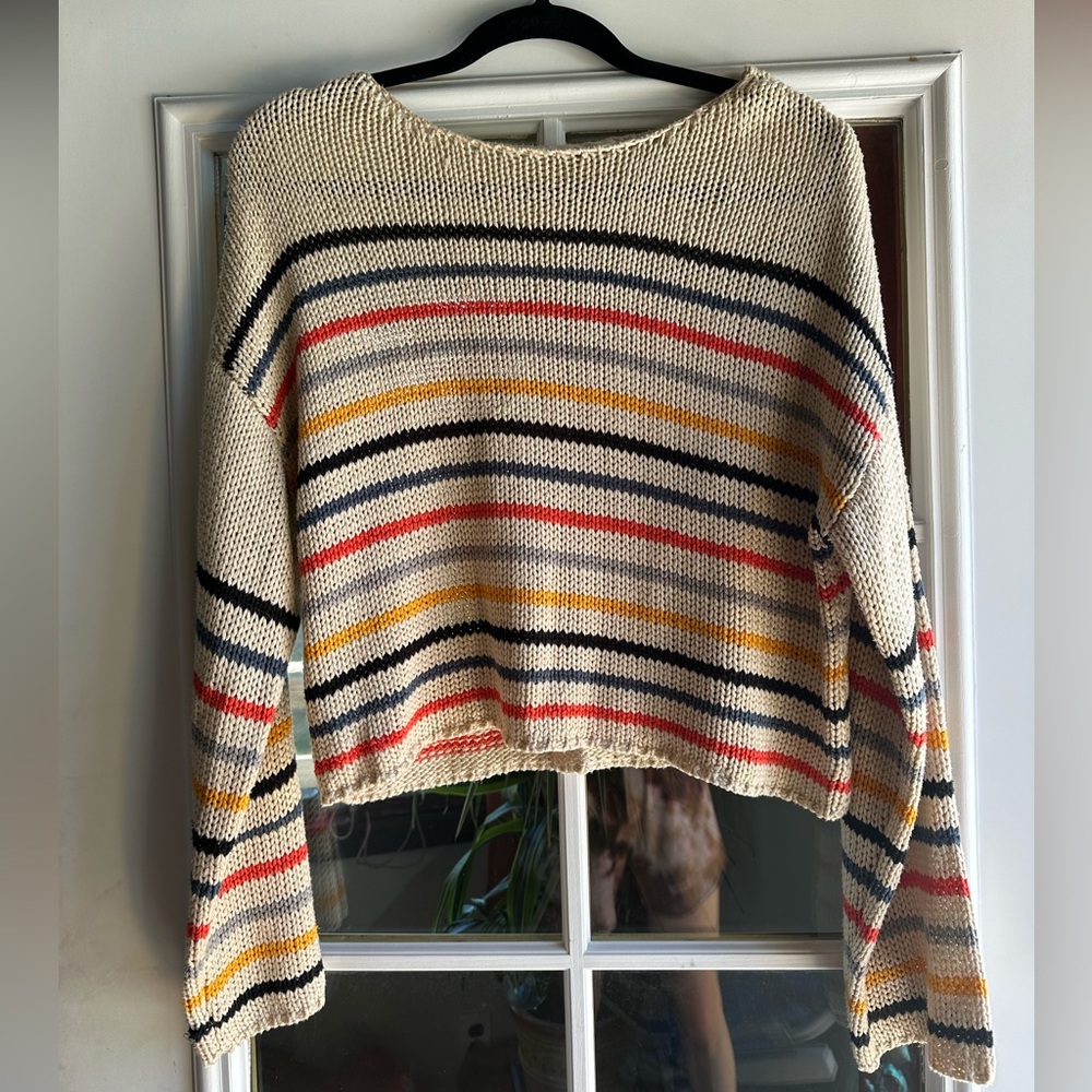 Love Stitch Knit Bell Sleeve Sweater